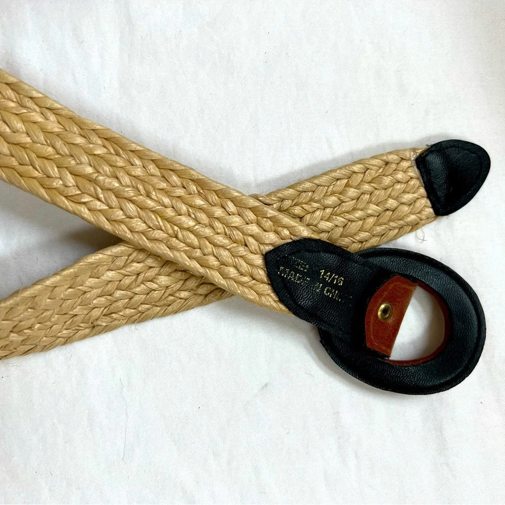 Women's Woven Tan Belt with Brown Accent